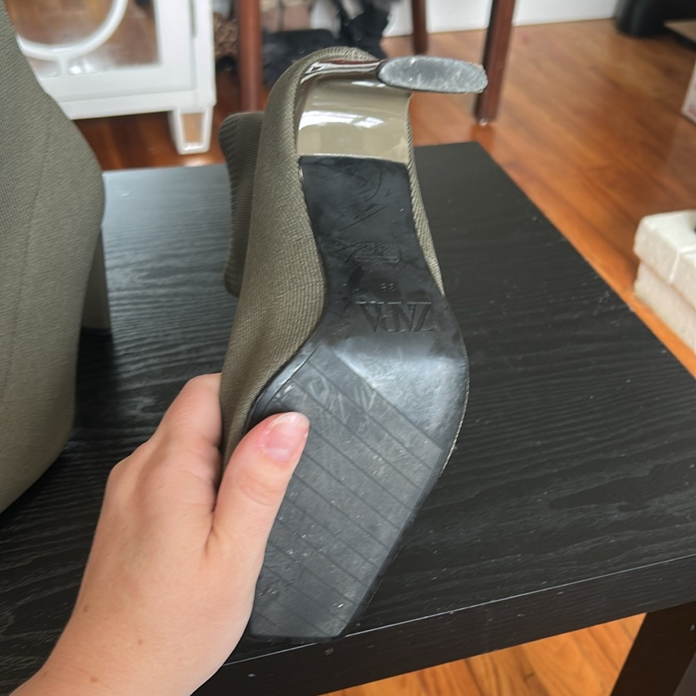 Zara Elegant Olive Sock Ankle Boots - Picture 9 of 9